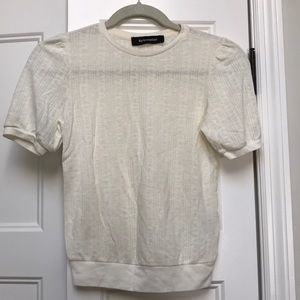 Reformation ivory short sleeve knit top